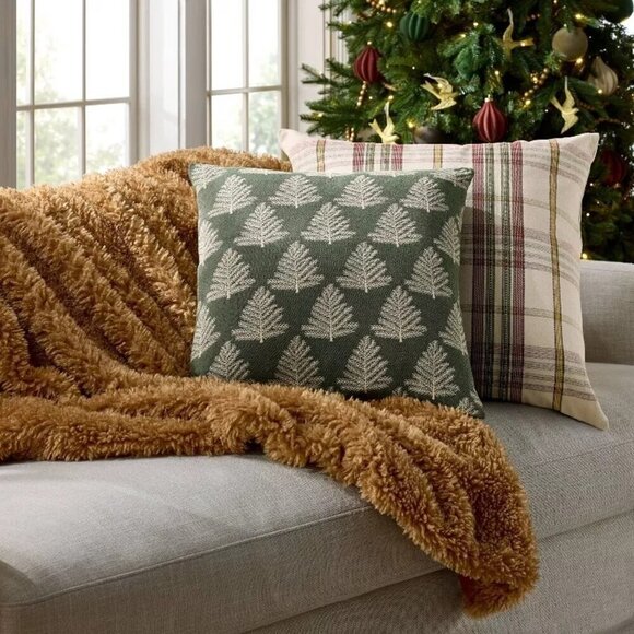 Woven Plaid Square Throw Pillow Gold - Threshold Studio McGee Christmas 2024 - Picture 2 of 6